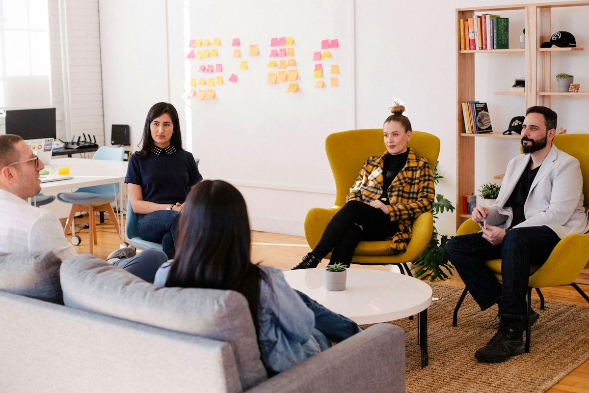 Strategy session in a comfortable office lounge